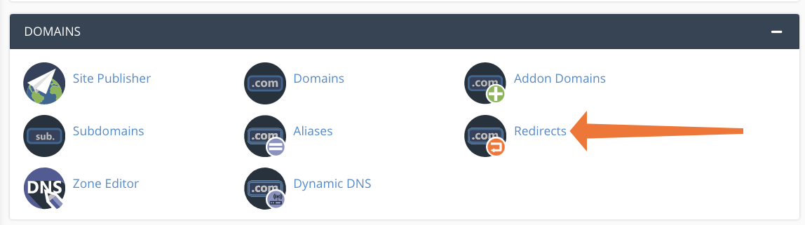 cpanel Domains > Redirects