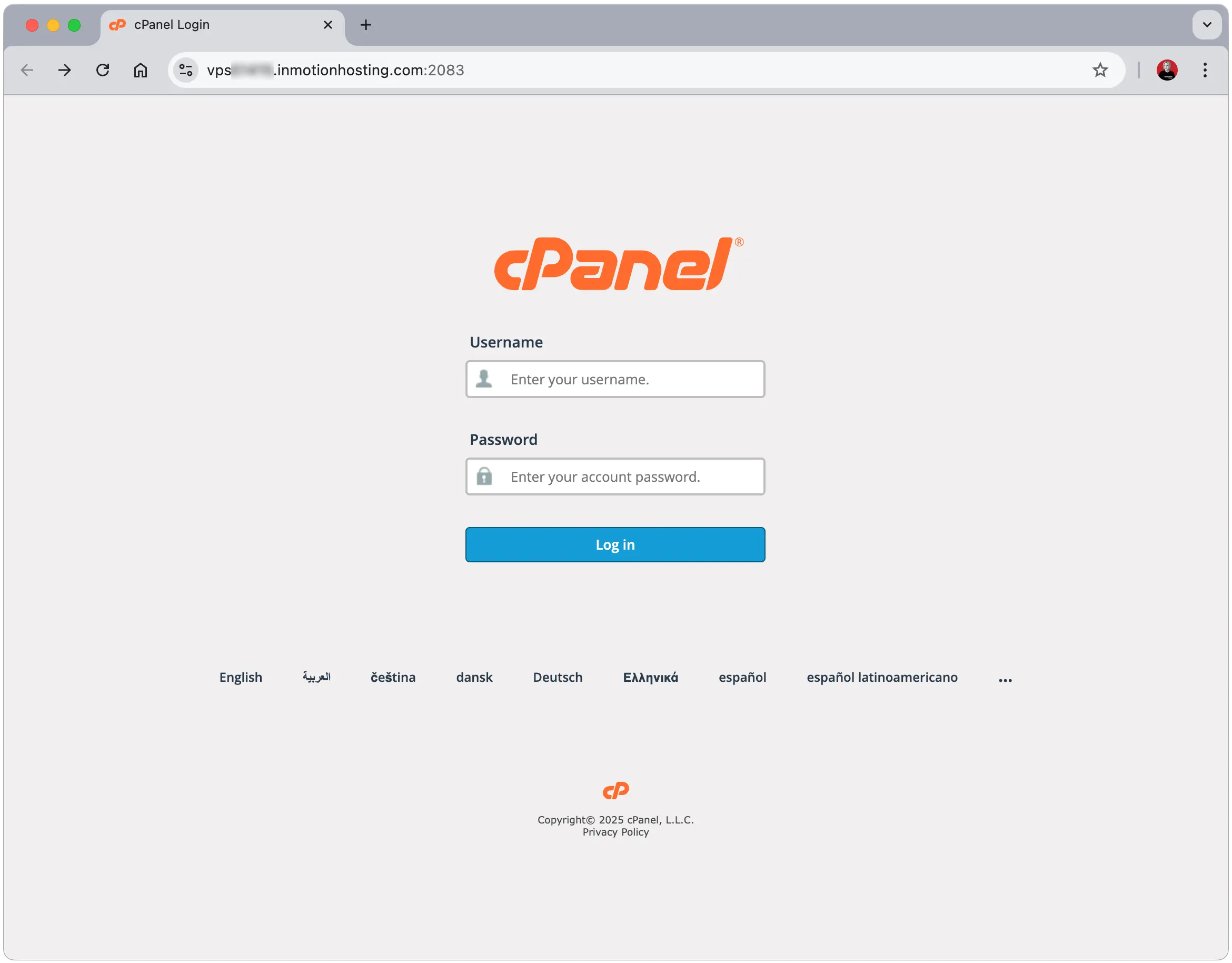 Log into your domain panel