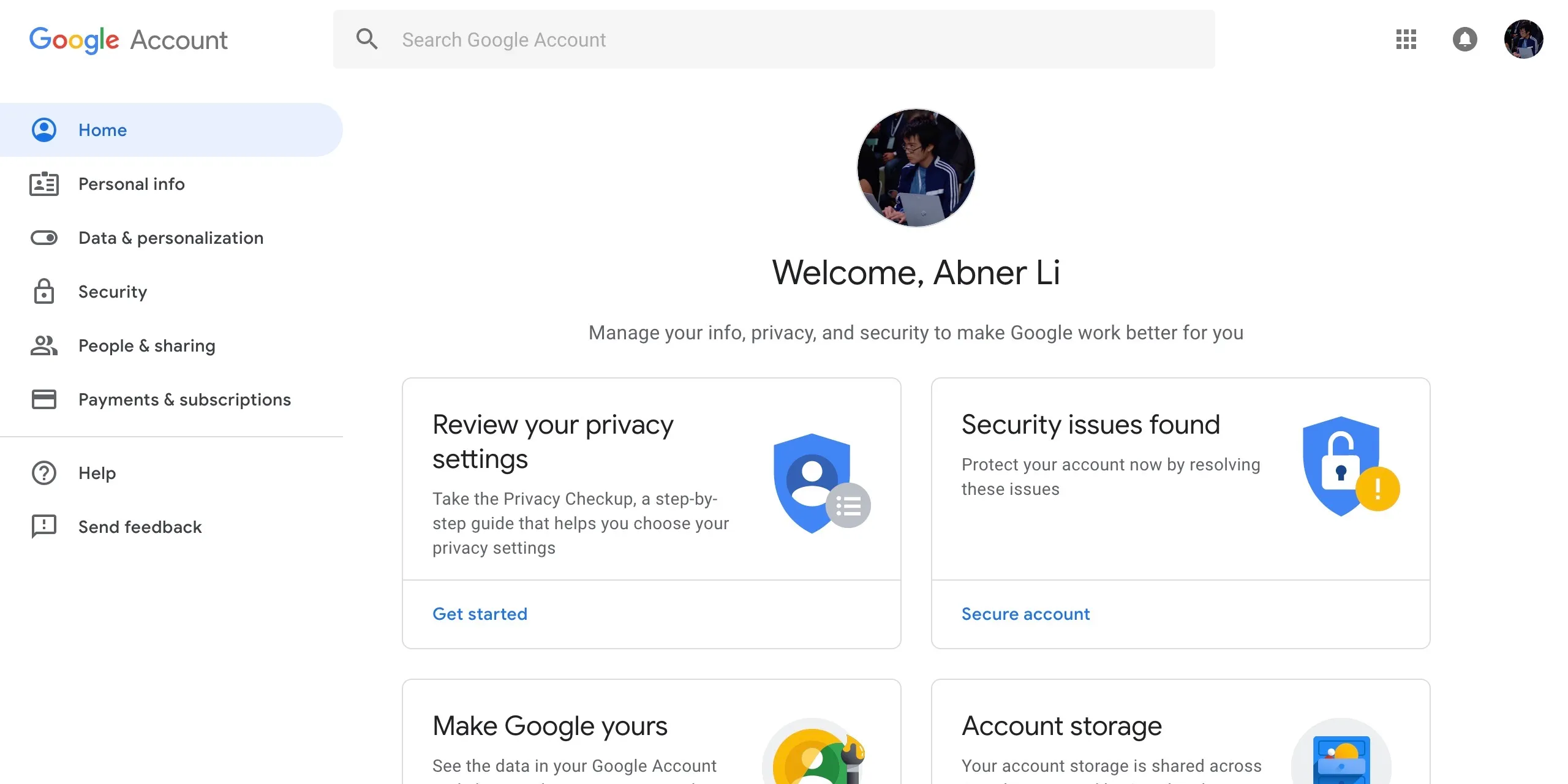 Go to Google Account Settings
