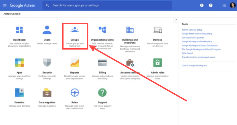 Open the Groups Section