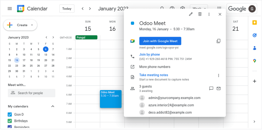 Google Meet and Calendar Integration